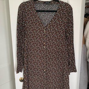 Madewell black ditsy floral button front smock dress